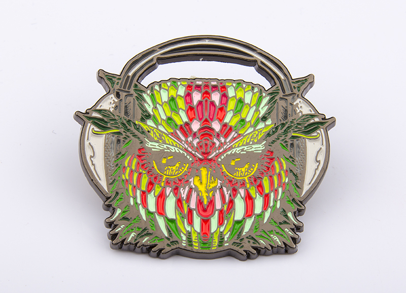 Intricately colored soft enamel badges