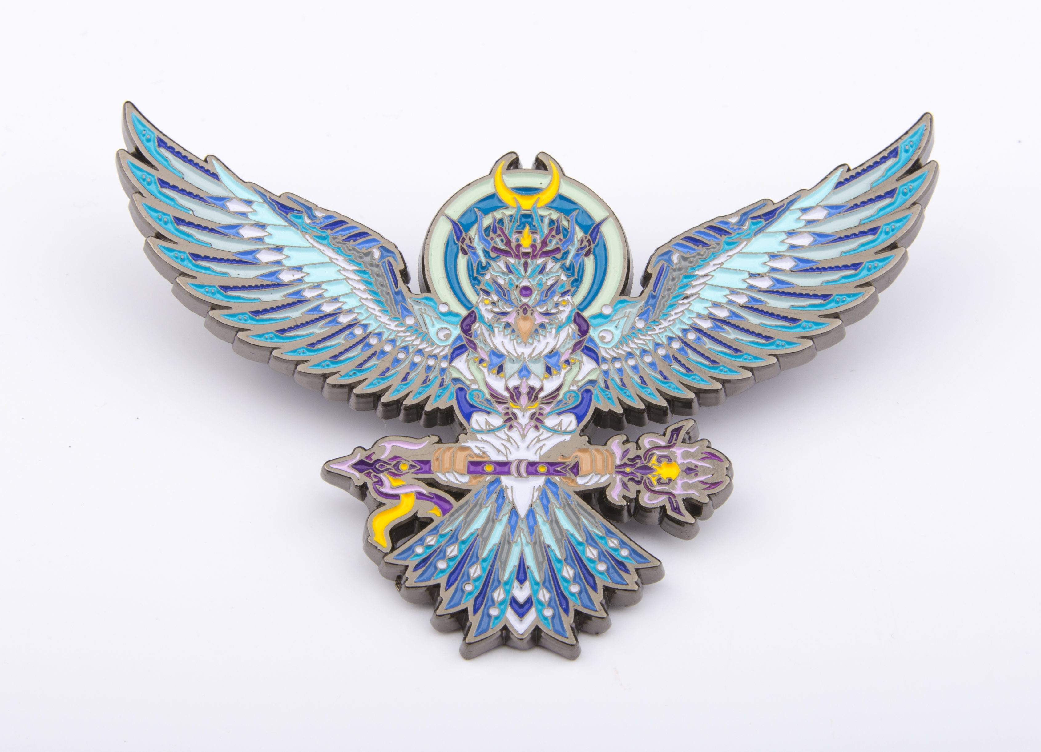Cartoon badges with complex colors
