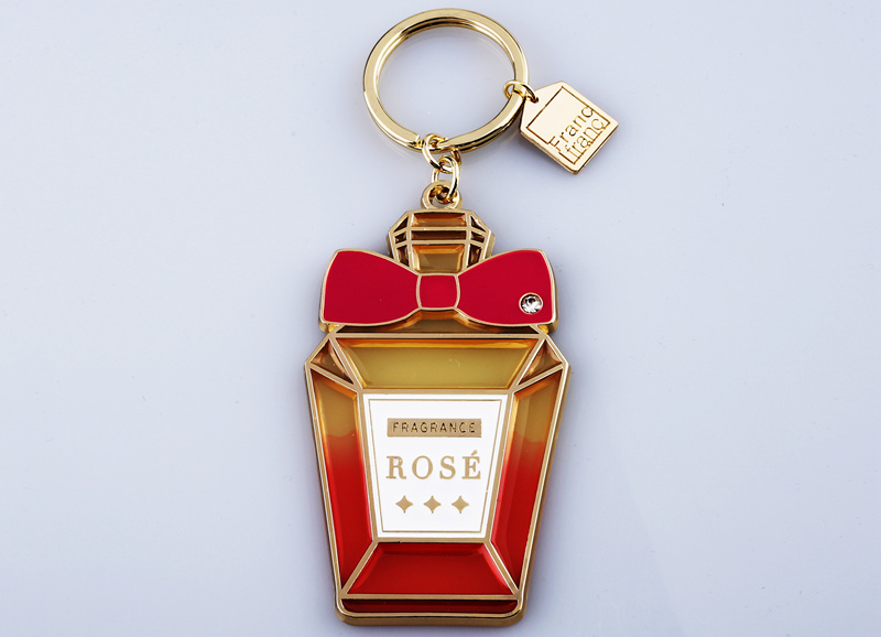 Clear lacquer + diamond-encrusted keychain